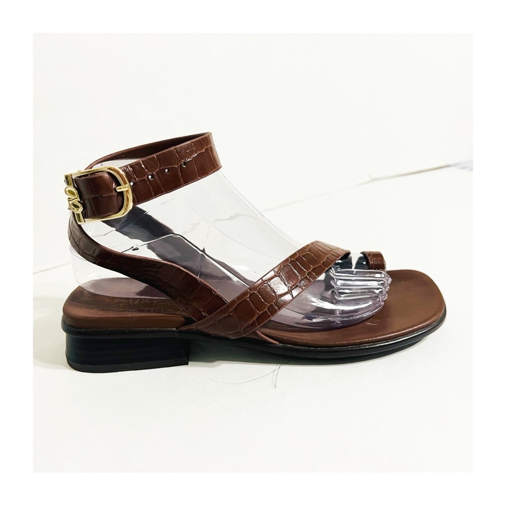 Naturalizer Birch Sandal Dark Brown Croc-Embossed Cappuccino Croco Faux Leather - Picture 3 of 9